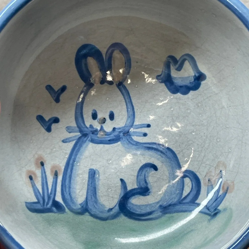 Vintage M.A. Hadley Handcrafted & Hand Painted‎ Rabbit Cereal Bowl Stoneware